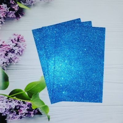 Глиттерный фоамиран 2 мм голубой