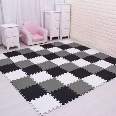 Коврик-пазл  50х50 комплект 12 шт Украина (черно-бело-серый)