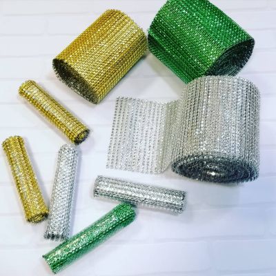 Лента 12 см, серебро (имитация страз)