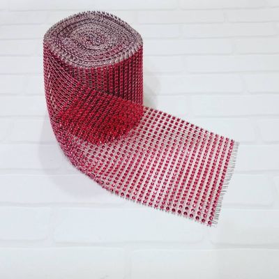 Лента 12 см красно-коралловый (имитация страз)
