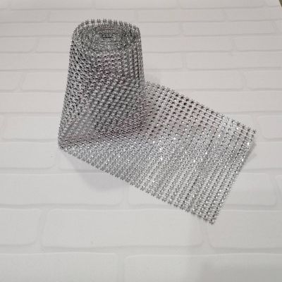 Лента 12 см, серебро (имитация страз)