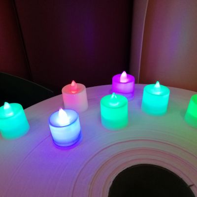 Светодиодная свеча на батарейках, большая - цветная