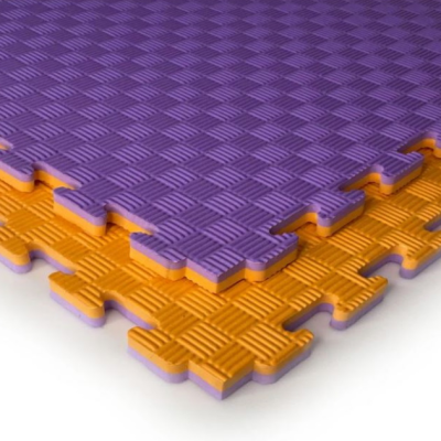 Мат Татами ласточкин хвост EVA 20 мм (Фиолетово-Оранжевый)