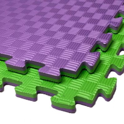 Мат Татами ласточкин хвост EVA 20 мм (Фиолетово-Зеленый)